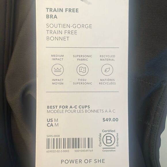 NWT Athleta Train Free Bra. A-C Black Medium - Picture 8 of 8